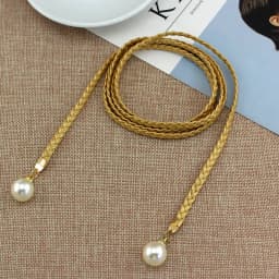 New Arrival Women Fashion Knotted Waist Chain Dress Braided Waist Rope Decorative Pearl Belt for Female