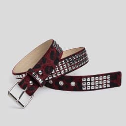 Punk Pink Fur Rivets Belt Fashionable horsehair studded Y2K leopard print belt Girdle Goth Retro Brown Pin Buckle Pu Waistband