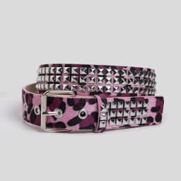 Punk Pink Fur Rivets Belt Fashionable horsehair studded Y2K leopard print belt Girdle Goth Retro Brown Pin Buckle Pu Waistband