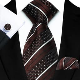 Men's Ties Handkerchief Cufflinks Set Tuxedo Accessories Luxury Brown Stripes Dot Floral Neckties For Party Dinner Wedding