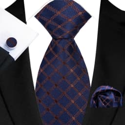 Men's Ties Handkerchief Cufflinks Set Tuxedo Accessories Luxury Brown Stripes Dot Floral Neckties For Party Dinner Wedding