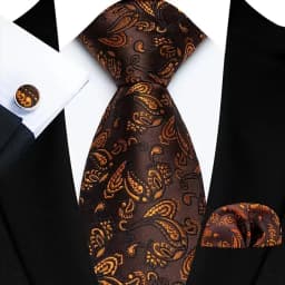 Men's Ties Handkerchief Cufflinks Set Tuxedo Accessories Luxury Brown Stripes Dot Floral Neckties For Party Dinner Wedding