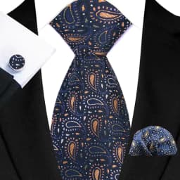 Men's Ties Handkerchief Cufflinks Set Tuxedo Accessories Luxury Brown Stripes Dot Floral Neckties For Party Dinner Wedding