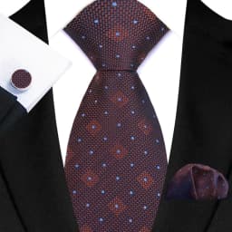 Men's Ties Handkerchief Cufflinks Set Tuxedo Accessories Luxury Brown Stripes Dot Floral Neckties For Party Dinner Wedding