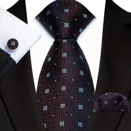Men's Ties Handkerchief Cufflinks Set Tuxedo Accessories Luxury Brown Stripes Dot Floral Neckties For Party Dinner Wedding