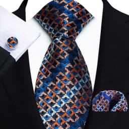 Men's Ties Handkerchief Cufflinks Set Tuxedo Accessories Luxury Brown Stripes Dot Floral Neckties For Party Dinner Wedding