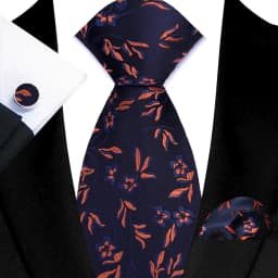 Men's Ties Handkerchief Cufflinks Set Tuxedo Accessories Luxury Brown Stripes Dot Floral Neckties For Party Dinner Wedding