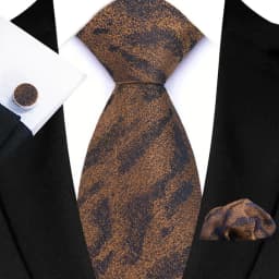 Men's Ties Handkerchief Cufflinks Set Tuxedo Accessories Luxury Brown Stripes Dot Floral Neckties For Party Dinner Wedding