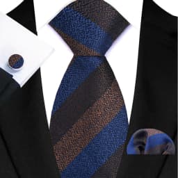 Men's Ties Handkerchief Cufflinks Set Tuxedo Accessories Luxury Brown Stripes Dot Floral Neckties For Party Dinner Wedding