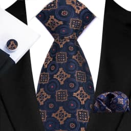 Men's Ties Handkerchief Cufflinks Set Tuxedo Accessories Luxury Brown Stripes Dot Floral Neckties For Party Dinner Wedding