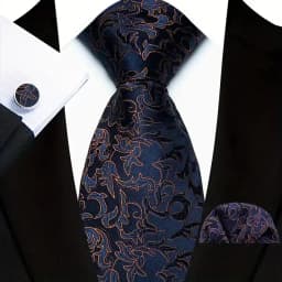 Men's Ties Handkerchief Cufflinks Set Tuxedo Accessories Luxury Brown Stripes Dot Floral Neckties For Party Dinner Wedding