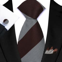Men's Ties Handkerchief Cufflinks Set Tuxedo Accessories Luxury Brown Stripes Dot Floral Neckties For Party Dinner Wedding