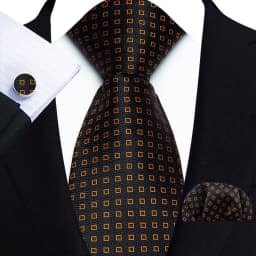 Men's Ties Handkerchief Cufflinks Set Tuxedo Accessories Luxury Brown Stripes Dot Floral Neckties For Party Dinner Wedding