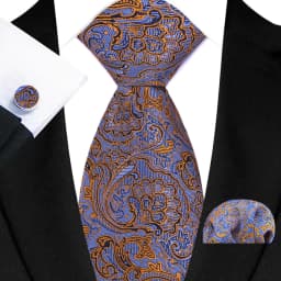 Men's Ties Handkerchief Cufflinks Set Tuxedo Accessories Luxury Brown Stripes Dot Floral Neckties For Party Dinner Wedding