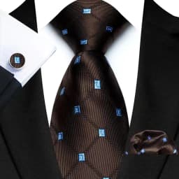 Men's Ties Handkerchief Cufflinks Set Tuxedo Accessories Luxury Brown Stripes Dot Floral Neckties For Party Dinner Wedding