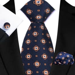 Men's Ties Handkerchief Cufflinks Set Tuxedo Accessories Luxury Brown Stripes Dot Floral Neckties For Party Dinner Wedding