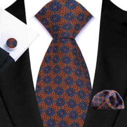 Men's Ties Handkerchief Cufflinks Set Tuxedo Accessories Luxury Brown Stripes Dot Floral Neckties For Party Dinner Wedding