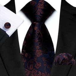 Men's Ties Handkerchief Cufflinks Set Tuxedo Accessories Luxury Brown Stripes Dot Floral Neckties For Party Dinner Wedding