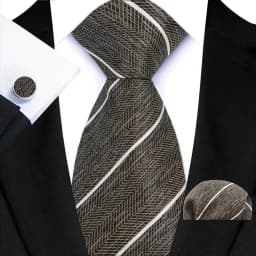 Men's Ties Handkerchief Cufflinks Set Tuxedo Accessories Luxury Brown Stripes Dot Floral Neckties For Party Dinner Wedding