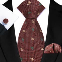 Men's Ties Handkerchief Cufflinks Set Tuxedo Accessories Luxury Brown Stripes Dot Floral Neckties For Party Dinner Wedding