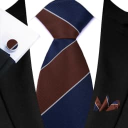 Men's Ties Handkerchief Cufflinks Set Tuxedo Accessories Luxury Brown Stripes Dot Floral Neckties For Party Dinner Wedding