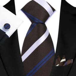 Men's Ties Handkerchief Cufflinks Set Tuxedo Accessories Luxury Brown Stripes Dot Floral Neckties For Party Dinner Wedding