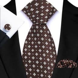 Men's Ties Handkerchief Cufflinks Set Tuxedo Accessories Luxury Brown Stripes Dot Floral Neckties For Party Dinner Wedding