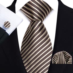 Men's Ties Handkerchief Cufflinks Set Tuxedo Accessories Luxury Brown Stripes Dot Floral Neckties For Party Dinner Wedding