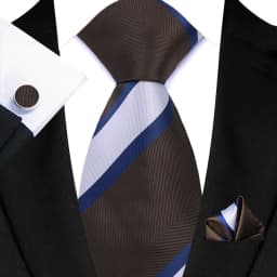 Men's Ties Handkerchief Cufflinks Set Tuxedo Accessories Luxury Brown Stripes Dot Floral Neckties For Party Dinner Wedding