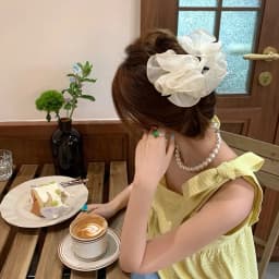 1pc Korean simple mesh flower hair clip updo elegant shark clip back of head hair accessory creative ins hair decoration
