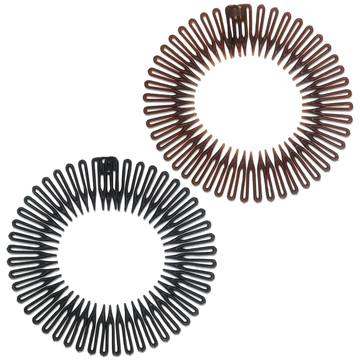 Circle Hair Comb Clips Set, 2 Pcs Black & Brown Hair Accessories, Head-Shaping Hair Styling Tools, Secure Flyaways Hair Clamps