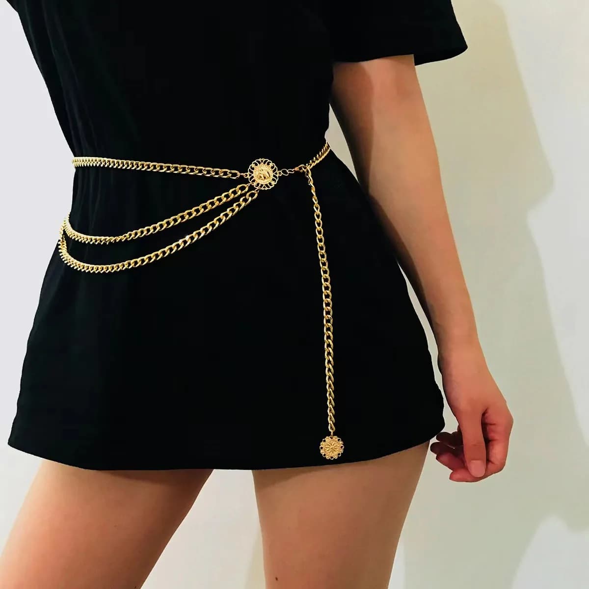 European and American Women's Alloy Multi-layer Exaggerated Body Chain Trendy Retro Queen Head Pendant Versatile Waist Chain
