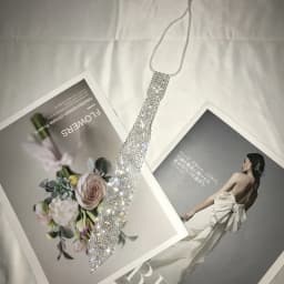 High Quality Fashion White Shiny Rhinestone Necktie Luxury Pre-Tied Crystal Neck Tie Elastic Elegant Costume JK Tie Prom