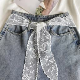 Embroidered White Floral Lace Belt Vintage Sheer Sweet Lace Waist Sash For Jeans, Dresses & Skirts Summer Clothing Accessories