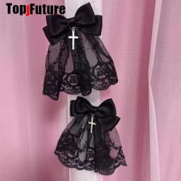 Subculture Personality Steampunk Women Punk Bow Lace Skirt Edge Clip Hair Clip Y2K Girl Harajuku Gothic Hair Clips Pins Hairpin