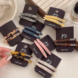 2pcs Korean style acetate golden label small willow leaf hair clip, French simple and elegant temperament side hair clip, bangs