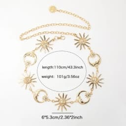 Vintage Sunflower Waist Chain Golden Silvery All-match Sun Moon Star Chain Belt Waistbands Women's Waist Clothing Accessories