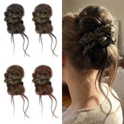Low Updo Messy Bun Synthetic Hair Bun Leopard Print Wig Hair Extensions Claw Clip Wig Synthetic Hair Extensions Clip Women