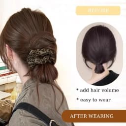 Low Updo Messy Bun Synthetic Hair Bun Leopard Print Wig Hair Extensions Claw Clip Wig Synthetic Hair Extensions Clip Women