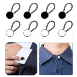 8Pcs Metal Collar Button Extender Flexible Neck Extender Shirts Button Expanders Lengthen Buckle Elastic