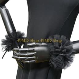 49MD Renaissances Victorian Neck Ruff Mesh Ruffled False Collar and Wrist Cuffs for Historical Themed Event Colonial Costume