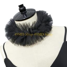 49MD Renaissances Victorian Neck Ruff Mesh Ruffled False Collar and Wrist Cuffs for Historical Themed Event Colonial Costume
