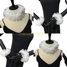49MD Renaissances Victorian Neck Ruff Mesh Ruffled False Collar and Wrist Cuffs for Historical Themed Event Colonial Costume