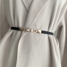 Elegant Double Pearls Buckle Elastic Women Belts Black Thin Straps Lady Girl Dress Skirt Decor Waistbands