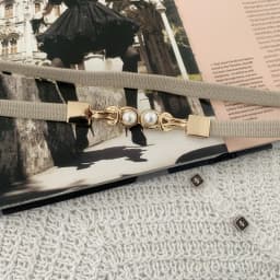 Elegant Double Pearls Buckle Elastic Women Belts Black Thin Straps Lady Girl Dress Skirt Decor Waistbands