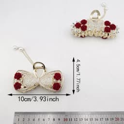 Fashion Romatics Fashion Antique Red Roses Flowers Hair Claws For Women DiamondMetal Hair Accessories