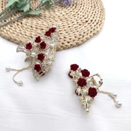 Fashion Romatics Fashion Antique Red Roses Flowers Hair Claws For Women DiamondMetal Hair Accessories