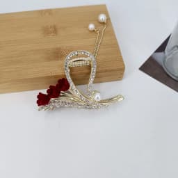 Fashion Romatics Fashion Antique Red Roses Flowers Hair Claws For Women DiamondMetal Hair Accessories