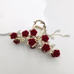 Fashion Romatics Fashion Antique Red Roses Flowers Hair Claws For Women DiamondMetal Hair Accessories