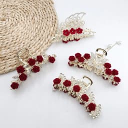 Fashion Romatics Fashion Antique Red Roses Flowers Hair Claws For Women DiamondMetal Hair Accessories